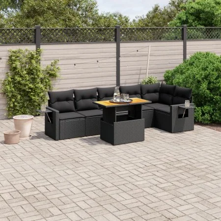 7-piece garden dining set with black synthetic rattan cushions by , Garden sets - Ref: Foro24-3271762, Price: 513,08 €, Disco...