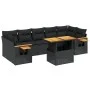 Set aus 8-teiligen Gartensofas und Kissen Kunstrattan schwarz von , Gartensets - Ref: Foro24-3273428, Preis: 600,81 €, Rabatt: %