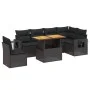 Set de comedor de jardín 7 pzas y cojines ratán sintético negro de , Conjuntos de jardín - Ref: Foro24-3271776, Precio: 511,4...