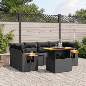 7-teiliges Garten-Esszimmerset und Kissen synthetisches Rattan schwarz von , Gartensets - Ref: Foro24-3271650, Preis: 493,84 ...
