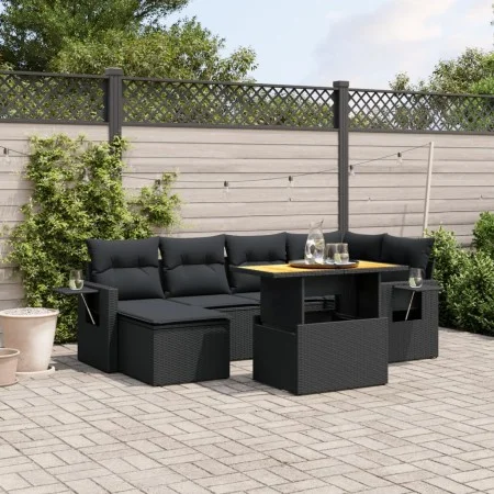 Garten-Essgruppe 7-teilig mit schwarzen Polstern aus synthetischem Rattan. von , Gartensets - Ref: Foro24-3271853, Preis: 490...