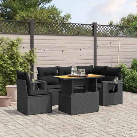 6-piece garden sofa set with black synthetic rattan cushions by , Garden sets - Ref: Foro24-3271755, Price: 446,89 €, Discoun...