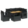 Set aus 6-teiligen Gartensofas und Kissen Kunstrattan schwarz von , Gartensets - Ref: Foro24-3271755, Preis: 446,89 €, Rabatt: %