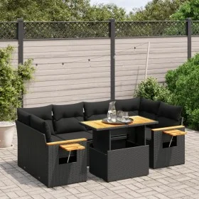 7-teiliges Garten-Essset und schwarze Kissen aus synthetischem Rattan von , Gartensets - Ref: Foro24-3273414, Preis: 517,98 €...