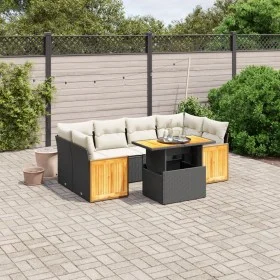 7-teiliges Garten-Esszimmerset und Kissen synthetisches Rattan schwarz von , Gartensets - Ref: Foro24-3273856, Preis: 474,88 ...