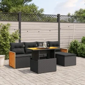 Set de sofás de jardín 6 piezas y cojines ratán sintético negro von , Gartensets - Ref: Foro24-3273932, Preis: 386,91 €, Raba...