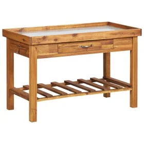 Gartentisch aus massivem Akazienholz mit Zinkplatte von vidaXL, Topfständer - Ref: Foro24-46561, Preis: 152,76 €, Rabatt: %