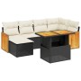 Set de comedor de jardín 7 pzas y cojines ratán sintético negro de , Conjuntos de jardín - Ref: Foro24-3274059, Precio: 432,8...