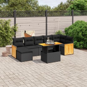 Set aus 8-teiligen Gartensofas und Kissen Kunstrattan schwarz von , Gartensets - Ref: Foro24-3274065, Preis: 519,50 €, Rabatt: %