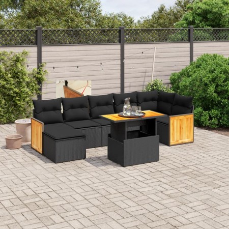 Set aus 8-teiligen Gartensofas und Kissen Kunstrattan schwarz von , Gartensets - Ref: Foro24-3274065, Preis: 519,99 €, Rabatt: %