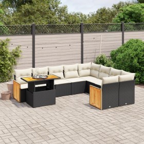 Set Gartensofas 10 Stück Kissen synthetisches Rattan schwarz von , Gartensets - Ref: Foro24-3274122, Preis: 593,09 €, Rabatt: %