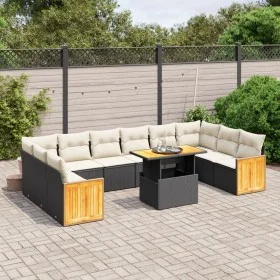 Garden sofa set 11 pieces and black synthetic rattan cushions by , Garden sets - Ref: Foro24-3274129, Price: 689,69 €, Discou...