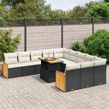 Garden sofa set 11 pieces and black synthetic rattan cushions by , Garden sets - Ref: Foro24-3274143, Price: 689,69 €, Discou...