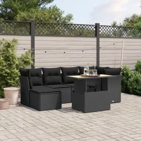 Garten-Essgruppe 7-teilig mit schwarzen Polstern aus synthetischem Rattan. von , Gartensets - Ref: Foro24-3275477, Preis: 472...