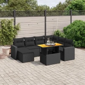 Set aus 8-teiligen Gartensofas und Kissen Kunstrattan schwarz von , Gartensets - Ref: Foro24-3275603, Preis: 549,26 €, Rabatt: %