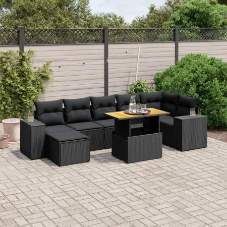 Set aus 8-teiligen Gartensofas und Kissen Kunstrattan schwarz von , Gartensets - Ref: Foro24-3275932, Preis: 600,14 €, Rabatt: %