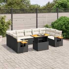 Gartensofa-Set 10-teilig mit schwarzen synthetischen Rattankissen von , Gartensets - Ref: Foro24-3273660, Preis: 633,86 €, Ra...