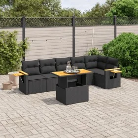 7-teiliges Garten-Essset und schwarze Kissen aus synthetischem Rattan von , Gartensets - Ref: Foro24-3273526, Preis: 519,78 €...