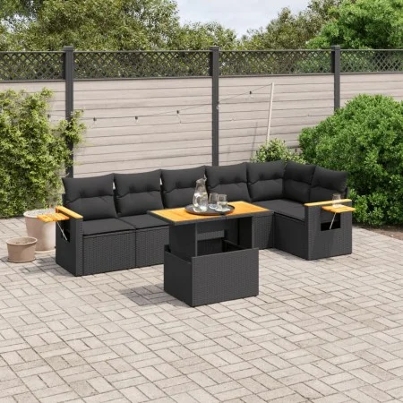 7-piece garden dining set and black synthetic rattan cushions by , Garden sets - Ref: Foro24-3273526, Price: 519,78 €, Discou...