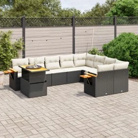 Garden sofa set 10 pieces with black synthetic rattan cushions by , Garden sets - Ref: Foro24-3273681, Price: 633,86 €, Disco...