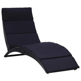 Sonnenliege mit schwarzem Kissen aus synthetischem Rattan von vidaXL, Liegen - Ref: Foro24-46539, Preis: 144,30 €, Rabatt: %