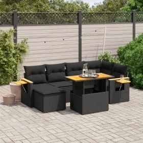 7-piece garden dining set and black synthetic rattan cushions by , Garden sets - Ref: Foro24-3273617, Price: 488,38 €, Discou...