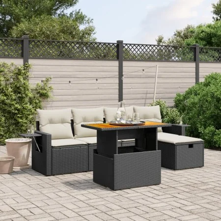 6-piece garden sofa set and black synthetic rattan cushions by , Garden sets - Ref: Foro24-3275695, Price: 385,99 €, Discount: %