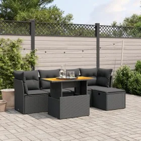 Set de sofás de jardín 6 piezas y cojines ratán sintético negro by , Garden sets - Ref: Foro24-3275463, Price: 391,76 €, Disc...
