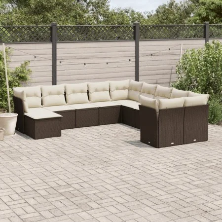 Gartensofa-Set 11-teilig mit braunen synthetischen Rattankissen von , Gartensets - Ref: Foro24-3218613, Preis: 698,70 €, Raba...