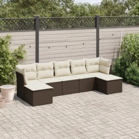 7-piece garden sofa set with brown PE rattan cushions by , Garden sets - Ref: Foro24-3218033, Price: 429,59 €, Discount: %