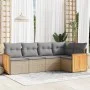 Garden sofa set with cushions 5 pieces beige synthetic rattan by , Garden sets - Ref: Foro24-3227627, Price: 343,13 €, Discou...