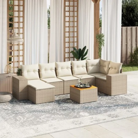 Garden sofa set with beige cushions 8 pcs PE rattan by , Garden sets - Ref: Foro24-3257885, Price: 574,21 €, Discount: %