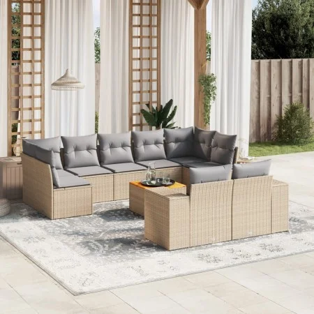 Gartensofa-Set mit beigen Kissen, 10-teilig, synthetisches Rattan von , Gartensets - Ref: Foro24-3257928, Preis: 675,45 €, Ra...