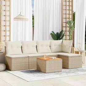 Garden sofa set with cushions 6 pieces beige synthetic rattan by , Garden sets - Ref: Foro24-3255932, Price: 360,65 €, Discou...
