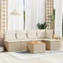 Gartensofa-Set mit Kissen, 6-teilig, beiges synthetisches Rattan von , Gartensets - Ref: Foro24-3255932, Preis: 360,65 €, Rab...
