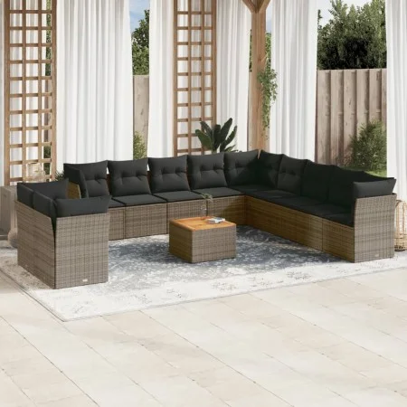 12-teiliges Gartensofa-Set mit grauen synthetischen Rattankissen von , Gartensets - Ref: Foro24-3256060, Preis: 761,88 €, Rab...