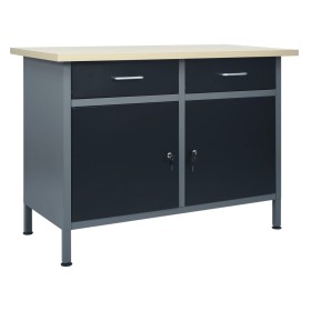 Banco de trabajo de acero negro 120x60x85 cm de vidaXL, Mesas de trabajo - Ref: Foro24-145346, Precio: 358,44 €, Descuento: %