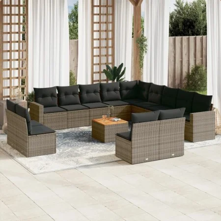 14-piece garden sofa set with gray synthetic rattan cushions by , Garden sets - Ref: Foro24-3256711, Price: 848,74 €, Discoun...