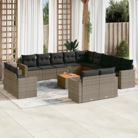 14-piece garden sofa set with gray synthetic rattan cushions by , Garden sets - Ref: Foro24-3256732, Price: 965,64 €, Discoun...