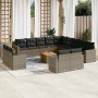 Set de sofás de jardín 14 pzas con cojines ratán sintético gris de , Conjuntos de jardín - Ref: Foro24-3256732, Precio: 965,6...