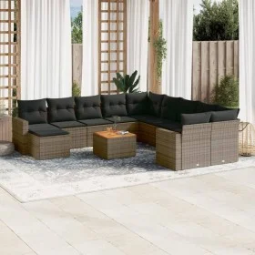 Gartensofa- und Kissenset 12-teilig aus grauem synthetischem Rattan von , Gartensets - Ref: Foro24-3256753, Preis: 746,26 €, ...