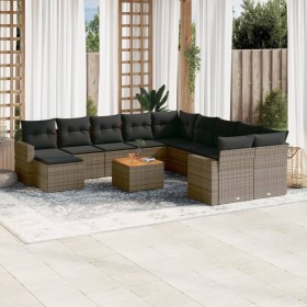 Set de sofás de jardín y cojines 12 pzas ratán sintético gris de , Conjuntos de jardín - Ref: Foro24-3256753, Precio: 732,68 ...