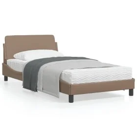 Cappuccino synthetic leather headboard bed frame 100x200cm by , Beds and slatted bases - Ref: Foro24-373142, Price: 110,63 €,...