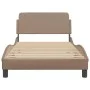 Cappuccino synthetic leather headboard bed frame 100x200cm by , Beds and slatted bases - Ref: Foro24-373142, Price: 110,63 €,...