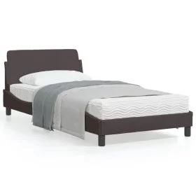 Bed frame with headboard in brown fabric 100x200 cm by , Beds and slatted bases - Ref: Foro24-373128, Price: 97,71 €, Discoun...
