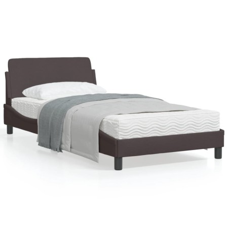 Bed frame with headboard in brown fabric 100x200 cm by , Beds and slatted bases - Ref: Foro24-373128, Price: 99,26 €, Discoun...
