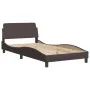 Bed frame with headboard in brown fabric 100x200 cm by , Beds and slatted bases - Ref: Foro24-373128, Price: 97,71 €, Discoun...