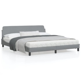 Bed frame with headboard light gray fabric 180x200 cm by , Beds and slatted bases - Ref: Foro24-373225, Price: 167,95 €, Disc...