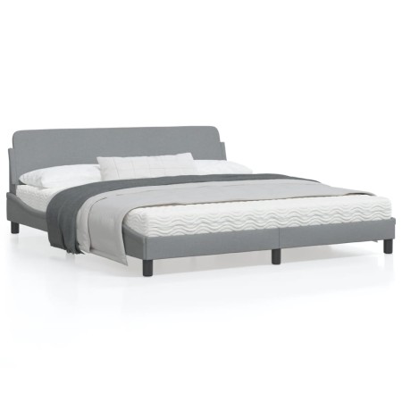 Bed frame with headboard light gray fabric 180x200 cm by , Beds and slatted bases - Ref: Foro24-373225, Price: 167,95 €, Disc...