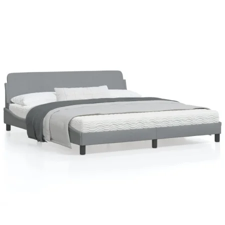 Bed frame with headboard light gray fabric 180x200 cm by , Beds and slatted bases - Ref: Foro24-373225, Price: 165,53 €, Disc...